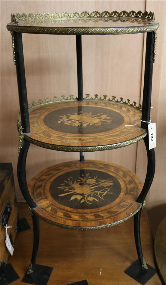 A marquetry etagere, H.83cm